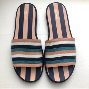 DVF Stripe Leather Slide Sandals